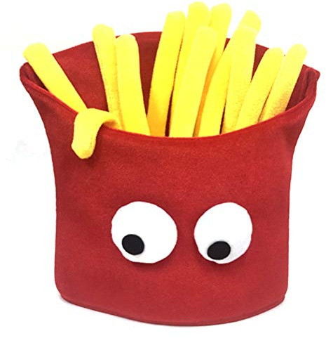 Hiraith Niedliche Pommes-Frites-Partymütze, Weiche, Gemütliche, Lustige Mütze für Wochenendpartys, Weihnachten und Mehr, Halloween-Pommes-Mütze,