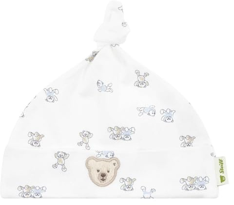 Steiff Mütze EU Größe 41 Bright White, Kinder Mütze, Ohrenschützer für Kinder, leichte und atmungsaktive Frühlingsmütze, weich und bequem, waschmaschinenfest