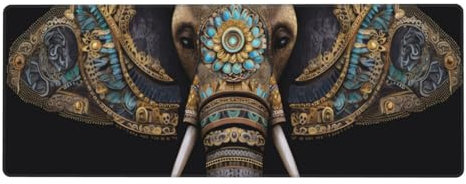 Xeoyenle Elefant Mousepad XXL 900x400x3mm Groß Gaming Mauspad Egypt Mouse Pad mit Genähten Kanten, Wasserdicht rutschfeste Gummibasis Verbessert Präzision und Geschwindigkei, für Office PC Lapto