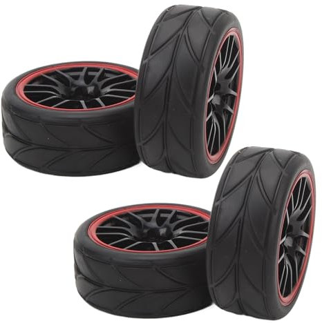 4 Stück 1/10 RC-Autoreifen aus Gummi, Kunststoff, Starke Dämpfung, Hoher Verschleiß, RC-Offroad-Autoreifen für RC-Offroad- und On-Road-Autos