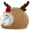 Katzen-Weihnachtshaus, Haustierbett Weihnachten Katzenhöhle, Hundezeltbett, Indoor Katzennest, Waschbares Katzenbett, Halbgeschlossenes Katzenhaus, Weihnachten Haustierbett, Warmes Haustierbett für