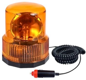 Paluplus Lampeggiante Meccanico con luce Stroboscopica color Arancione, Misura 12x14 cm, Base Magnetica, Presa Accendisigari, ideale per Pioggia, Nebbia e Neve - 3275M