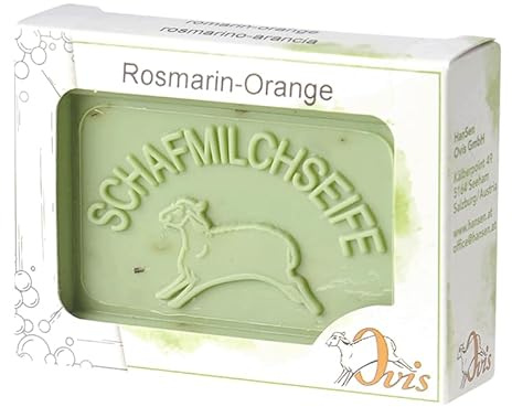 luterna Ovis Schafmilchseife Rosmarin-Orange, 100% Bio, für die tägliche Dusche, eckig, 100 g, verpackt