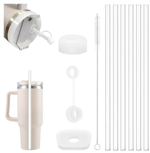 MAYOKIAAR 6 Stück Strohhalm für Stanley Cup, 30/40oz Stanley Cup zubehör, Beschläge mit Reinigungsbürste, Friendly Plastic