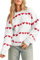 LLECDASEUI Damen Niedliches Herz Pullover Rundhalsausschnitt Lange Ärmel Pullover Pullover Top Valentinstag Liebe Rippenstrick Pullover (S,Weiß)