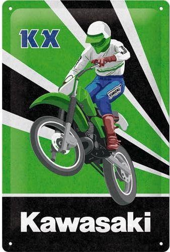 Nostalgic-Art Retro Blechschild, 20 x 30 cm, Kawasaki – KX Motocross – Geschenk-Idee für Biker, Original Lizenzprodukt (OLP), aus Metall, Vintage Design, Blechschilder Sprüche