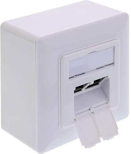InLine 76842A Prise réseau catégorie 6A, 2 prises RJ45, blindée, montage en saillie et encastré, connecteur LSA, blanc RAL9010, pour câblage LAN