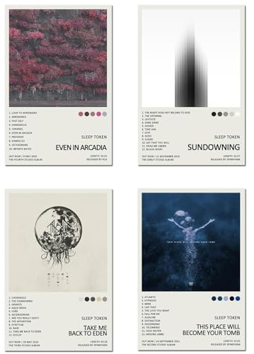 FDSFE Sleep Token Poster Albumcover limitierte Auflage Canvas Poster Schlafzimmer Dekor Landschaft Büro Raumdekoration Geschenk (4er-Set) ungerahmt 16x24inch(40x60cm)