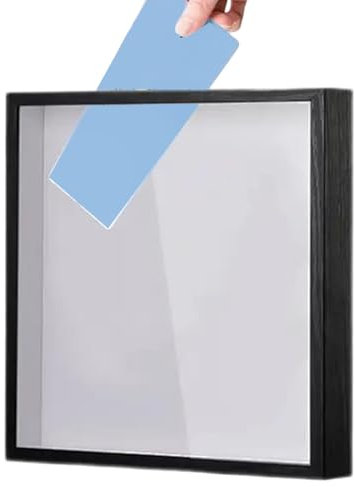 Caja de sombra 8x8 en las cajas de sombra de madera Cubiertas de exhibición con ventana transparente y ranura en la parte superior del marco de la imagen del shadowbox Black Box de memoria ideal pa