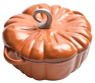 HAJHI 3.7L Dutch Oven Pot with Lid Chef Food Enthusiasts Cast Iron Braiser Dual Handles Enameled Nonstick Soup Pot Induction Universal(Orange)