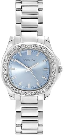 Sekonda Octaire Womens Analogue Watch 30mm dial | 30 Metres Water Resistance, mineral glass crystal, double lock safety clasp, sunray dial, ion-plated case