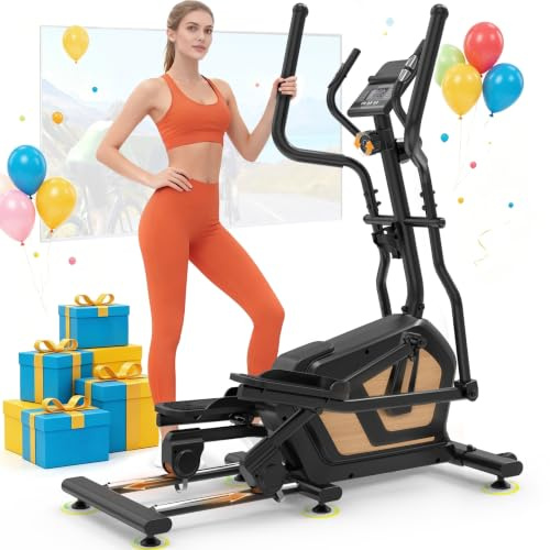 Neezee Elliptical Cross Trainer for Home, 16-Level Resistance, 45 cm Stride | LCD Display & Bluetooth‑Enabled APP, Pulse Sensor, Ultra‑Quiet Magnetic Drive 3‑in‑1 Fitness Machine, Max Weight 150kg