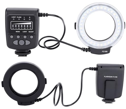 OEBUAFI FC-100 Portable Universal LED Ring Flash Video Camera Fill Light Kit for/DSLR Cameras with 7 Brightness Modes