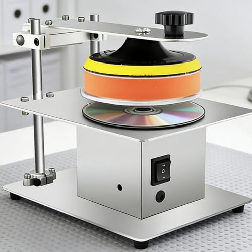 PixCy Disc-Poliermaschine 200W, halbautomatischer CD/DVD-Polierer mit 7-Gang-Regelung 1000–6000 U/min,Edelstahlgehäuse,99% Reparaturrate zur Kratzerentfernung,Schleifen und Datenrettung