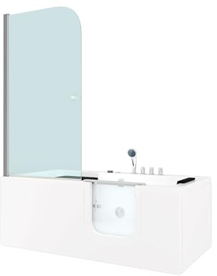 Kombi Duschkabine Whirlpool Seniorenwanne mit Tür S15D-WP-TH-R-EC 85x160 cm MIT 2K Scheiben Versiegelung