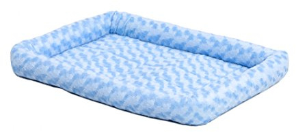 MidWest Homes for Pets QuietTime Fashion Dog Bed – Blue Faux Fur Bolster, Ultra-Soft and Machine Washable, Fits 36-Inch Crates and Carriers, for Medium to Large Breed Dogs