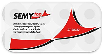 Semy Top Toilettenpapier 2 lagig 250 Blatt recycling weiß, 4er Pack (4 x 8 Stück)