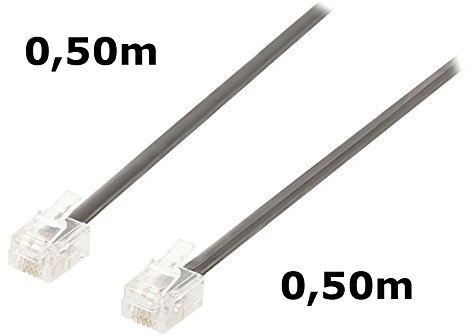 DITM® Cordon Téléphone ou ADSL RJ11 mâle vers RJ11 mâle - Noir - 0,50 m