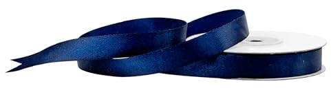 Satinband 12mm x 25m Rolle - FARBAUSWAHL in 3/6/12/18/25/38/50/75/100mm - farbecht & waschbar - Schleifenband für Hochzeit - Geschenkband zum Verpacken Dekorieren Basteln - Dunkelblau 370
