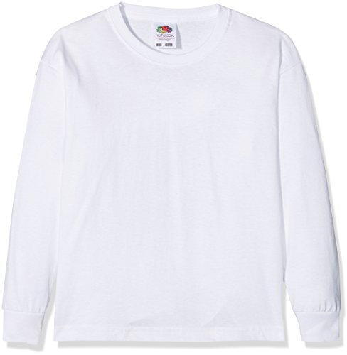 Fruit of the Loom Boy's Valueweight Children's Long-Sleeved T-Shirt Longsleeve, Weiß (White 000), 4 Years