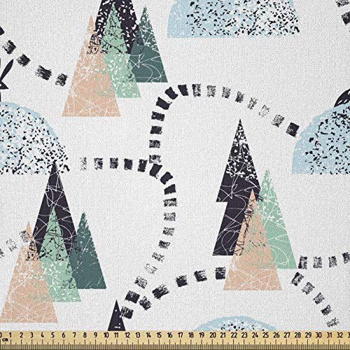 ABAKUHAUS Hase Stoff als Meterware, Winter-Waldweihnachtsschnee, Microfaser Stoff für Dekoratives Basteln, 1M (230x100cm), Anthrazit grau und Weiß