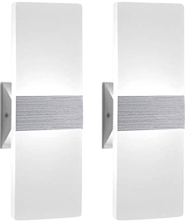 2 Pcs Lámpara de Pared LED 12W, Interior Apliques de Pared Moderna Acrílico, Iluminación Interior para Decoració para Dormitorio Salón y habitación, Blanco Frío