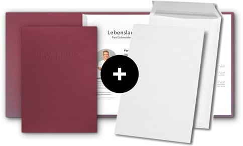 5 Stück 3-teilige Bewerbungsmappen favorit Steingrau mit 2 Klemmschienen - inkl. 5 Versandtaschen - sehr stabiler 350 g/m² Naturkarton mit Relief-Prägung BEWERBUNG - STRATAG Mappenmanufaktur