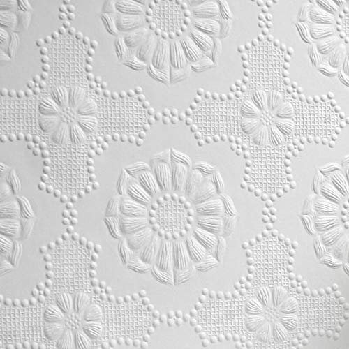 Anaglypta Supaglypta Alexander White Paintable Floral Wallpaper Vinyl Textured from YöL