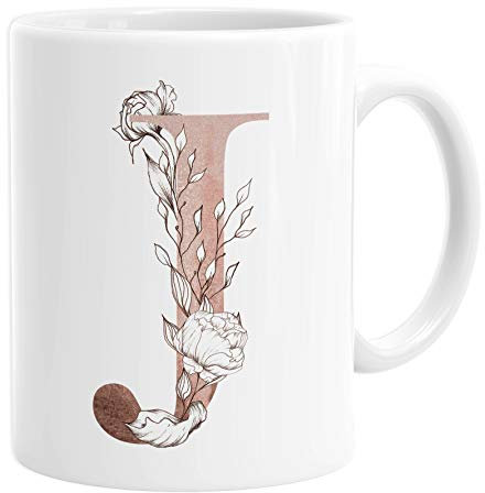 Personalised Initial J Any Letter Vintage Rose Gold Blush Mug Coffee Tea Cup