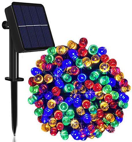 Solar String Lights Outdoor, 65ft 200 LED Solar Garden Fairy Lights Waterproof 8 Modes Solar Powered Decorative Lights for Patio, Garden, Yard, Tree, Home, Party - Multi-Colored [Energy Class A+++]