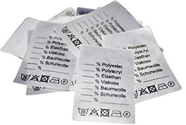 Hödtke Vertrieb 25 Textiletiketten Universalt mit Pflegesymbole