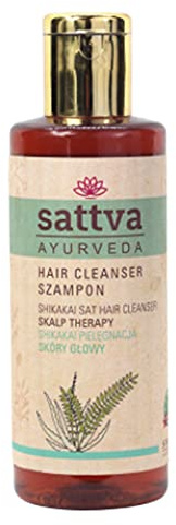 Sattva Ayurveda Shikakai Shampoo für fettige & schuppige Kopfhaut – Ayurvedisches Shampoo zur sanften Reinigung, ohne Silikone & SLS – 210 ml