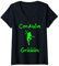 Damen Cordula Grün Fasching Kostüm Karneval Wiesn Apres Ski Party T-Shirt mit V-Ausschnitt