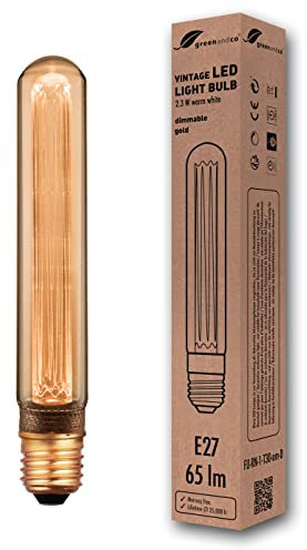 greenandco Ampoule à LED dimmable | Décorative Style Vintage | E27 T30 | ambre | 2,3W 65lm | 1800K blanc très chaud | 320° | 230V | aucun scintillement