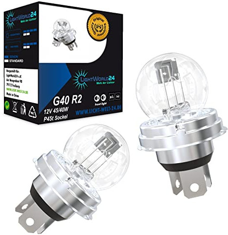 LIGHTWORLD24 2 x Bilux 12v 45/40w Birnen P45t R2 G40 Motorrad Roller AUTO Halogen LAMPE GLÜHLAMPE SCHEINWERFER