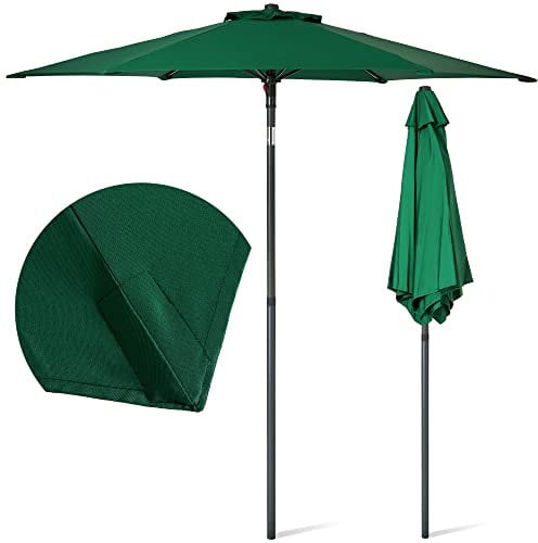 SUNMER Parasol de jardin 2 m avec inclinaison | Polyester déperlant UV 30+ | Largeur du poteau 32 mm, Vert, 2 m