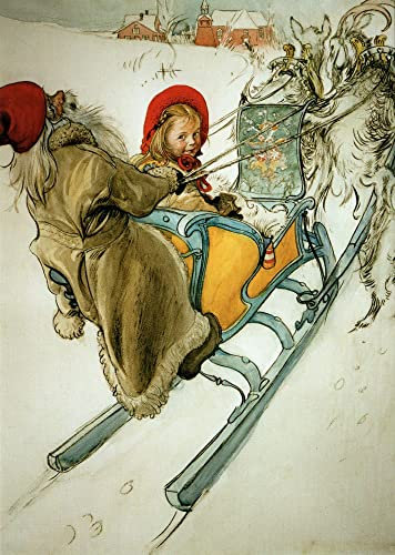 Kunstkarte Carl Larsson Kerstis Schlittenfahrt