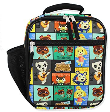 Nintendo Animal Crossing Kids - Lonchera escolar con aislamiento suave (tamaño único, negro)