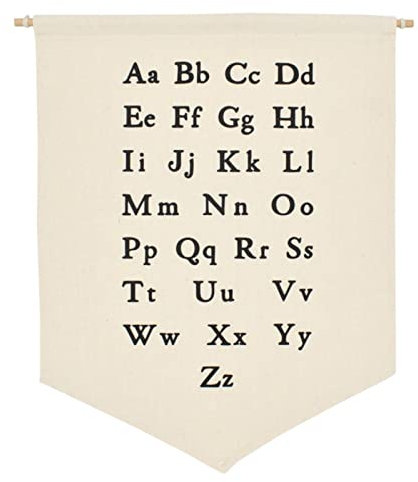 GADXE Hängendes Wand-Leinwand-Banner und Wanddekoration Alphabet Hängendes Wand-Leinwand-Banner für Baby-Kinderzimmer, Teenager- und Kinderzimmer Bett Organizer (A, One Size)