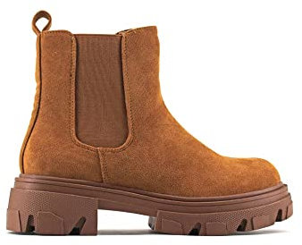 MODELISA - Bota Chelsea Plataforma Casual Mujer (Caqui, numeric_40)