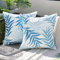 MIULEE Outdoor Kissenbezug Wasserdicht Kissen Wasserfest Dekorative Kissenbezüge Blattmuster Sofakissen Zierkissen Dekokissen für Garten Sofa Couch Wohnzimmer Schlafzimmer 2er Set 50x50 cm Hellblau