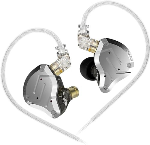 ZS10 Pro Wired Earbuds in Ear Monitor Headphones, KZ Earphone 4BA+1DD 5 Drivers Metal Headsets with Stainless Steel Faceplate, HiFi IEM for Gaming, 0.75mm 2 Pin Detachable Cable (Black, Without Mic)