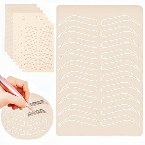 CINY 8 Stück Augenbrauen Tattoo Haut, Latex Microblading Practice Tattoo Skin, Anfänger üben Kunstleder aus Kunstleder, doppelseitige Übungshaut (weiße+ schwarz Augenbrauen und leere Tattoohaut)