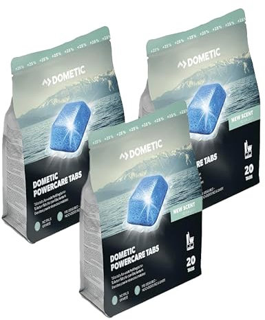 Pastillas WC Quimico Autocaravana - 3 x 20UND Waeco Dometic Power Care Tabs Total 60 Unidades Pastillas Inodoro, Perfectas Para Barcos, Caravanas, Camper, Todo Tipo de WC Químico.