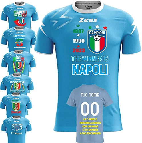Maglietta Campioni d'Italia 2025 4 Scudetti Peperoncino Personalizzabile con Nome e Numero Maglia Calcio Zeus Mida Calcio Scudetto Napoli PS 41076-NAP-1