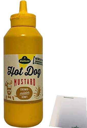 Kühne Senf Hot Dog Mustard cremig milder Senf (250ml Squeeze Flasche) + usy Block