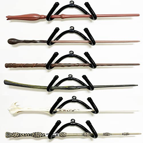 Pmsanzay Lot de 6 mini supports muraux universels réglables en bois pour baguette magique – Solides et flexibles pour s'adapter à toutes les formes et tailles différentes. Sans baguette