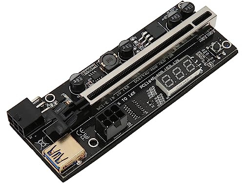 Garsent PCIe Express Extender, PCI Express 1X to 16X Extension Cable Risers Graphics Mining Card, USB3.0 Dual 6Pin Temp Sensor Compatible with Motherboard's 1X, 4X and 8X, 16X PCIe Slot