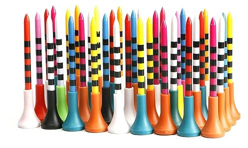KALUROIL 50 PCS Golf Tees Kunststoff 83mm (3-1/4) 70mm (2 3/4) Golftee Lang Plastik gemischte Farbe