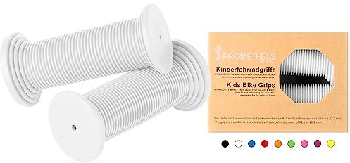 Prometheus Kinderfahrradgriffe Fahrradgriffe Kinder für Mädchen Jungen schadstofffrei | Phthalate frei | Kraton-Gummi 92 x 20 MM (Weiß)